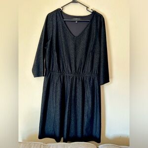 Lane Bryant Black Knee Length Quarter Sleeve Black Textured  Dress Size 14/16